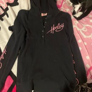 Harley Black Hoodie with Pink Accents